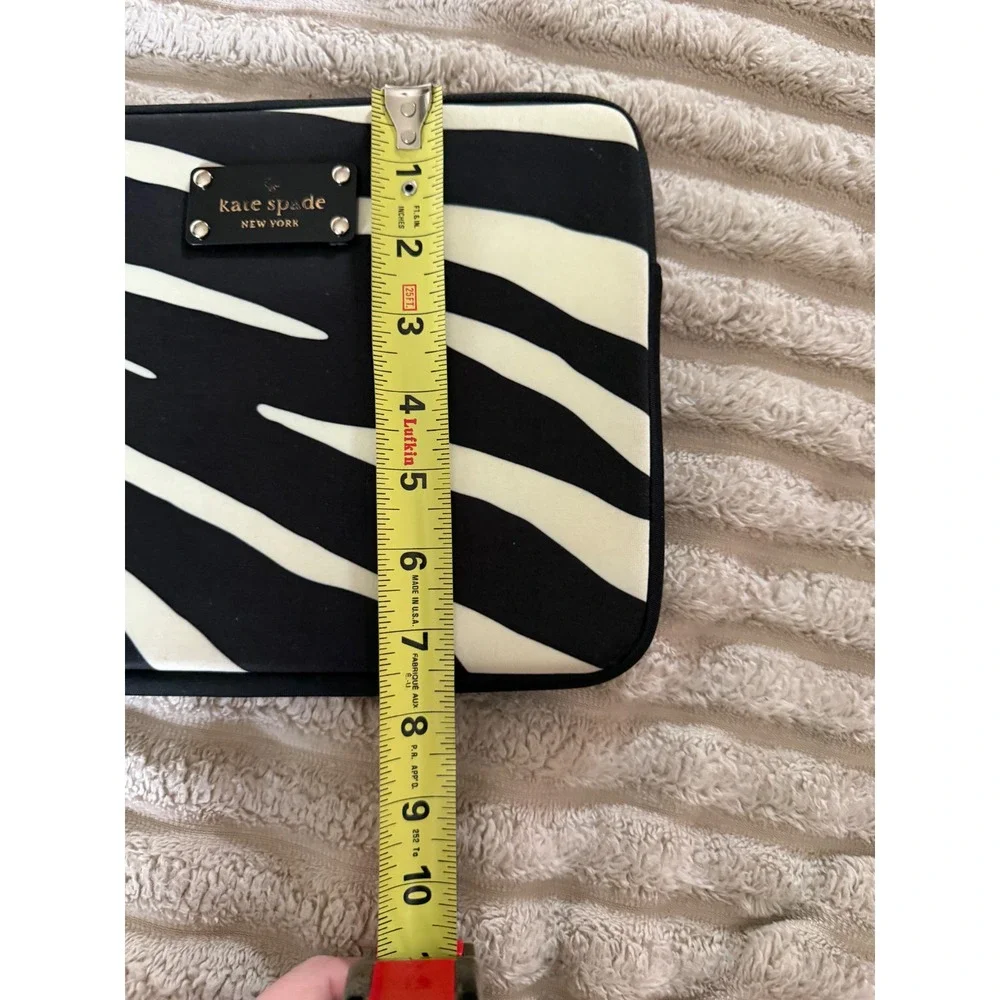 Kate Spade Zebra Print Laptop Tablet Sleeve Bag Black White‎ Purple Interior